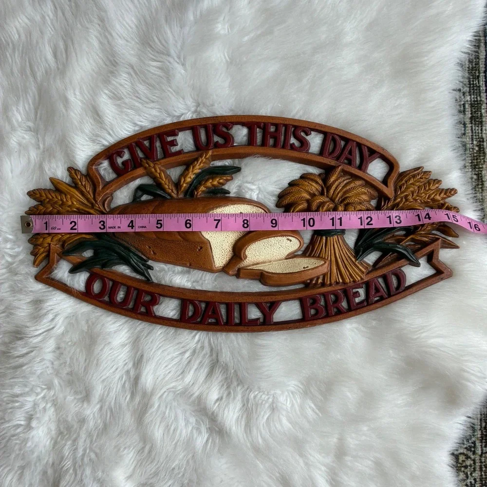 Vintage 1960s Sexton Give Us This Day Our Daily Bread Cast Metal Wall Hanging 15
